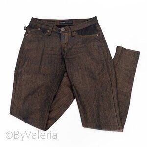 Rock & Republic Jeans Kashmiere Skinny Casual Bronze Gold Metallic Women's sz 4